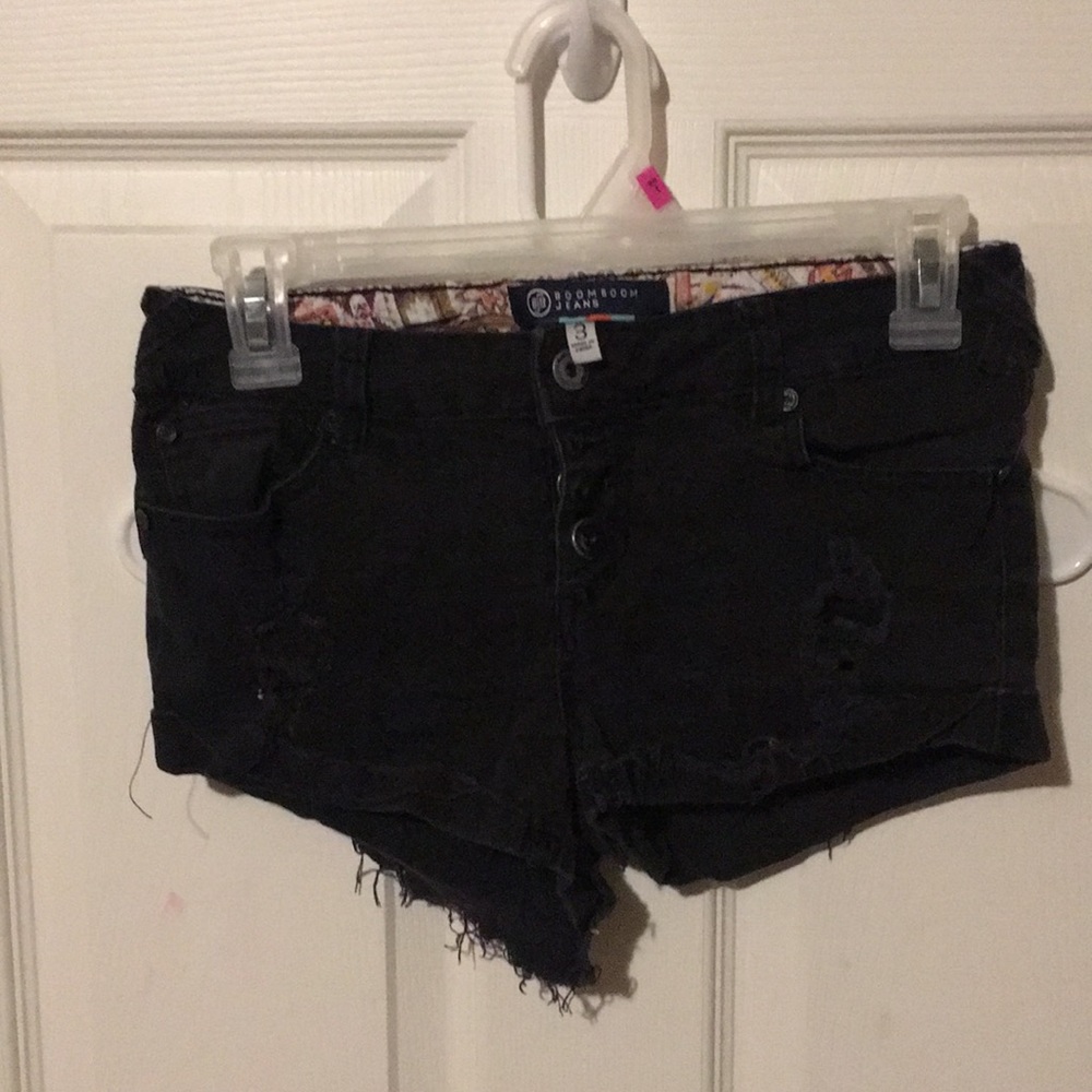 Black Distressed Shorts